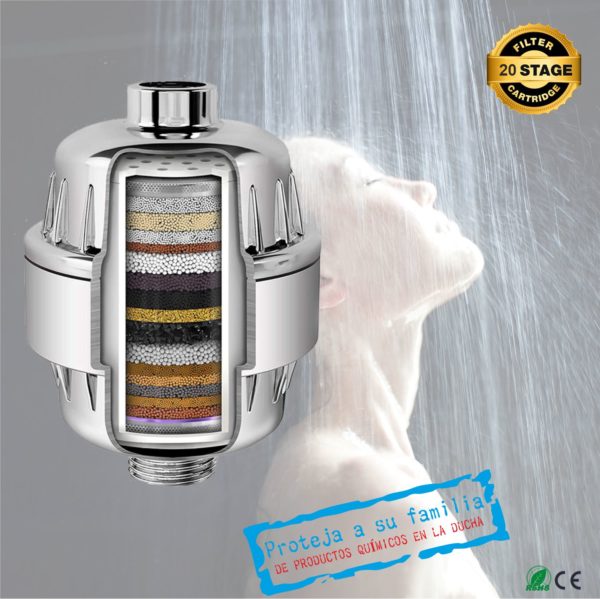 Filtro de ducha 20 etapas + recambio + esponja Konjac - Imagen 6