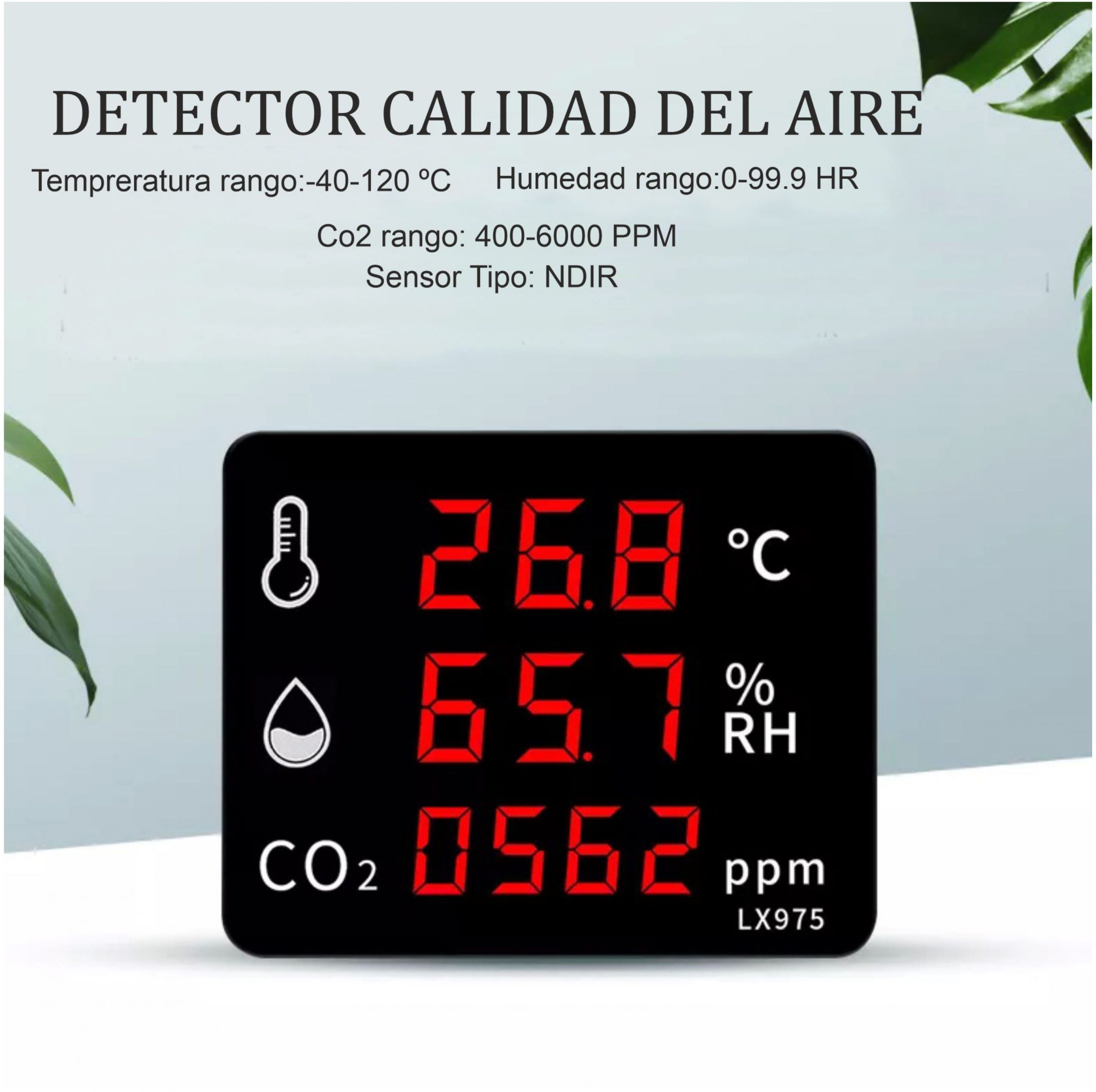 Medidor de calidad aire profesional: Termómetro Higrómetro CO2 %